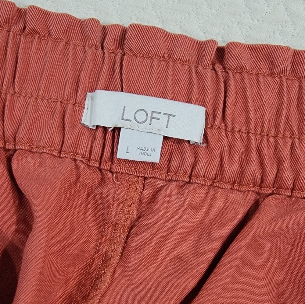 Loft Rust-Coral Red Drawstring Skirt Size Large C… - image 7
